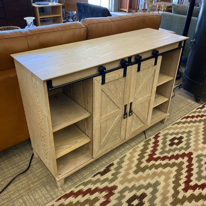 Light Wood Barn Door Media Cabinet C CABINETS