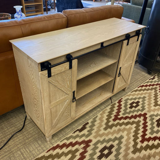 Light Wood Barn Door Media Cabinet C CABINETS