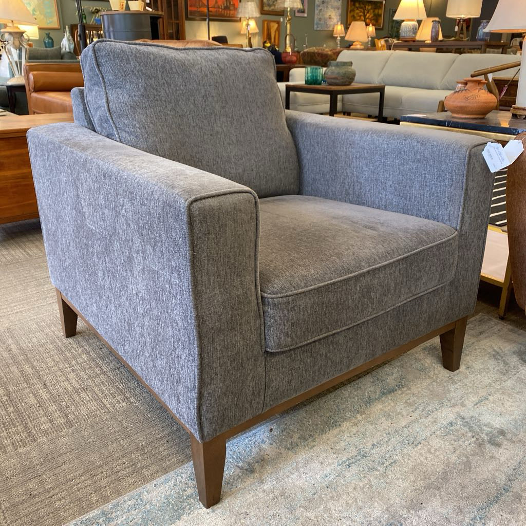 Grey Wood Base Armchair