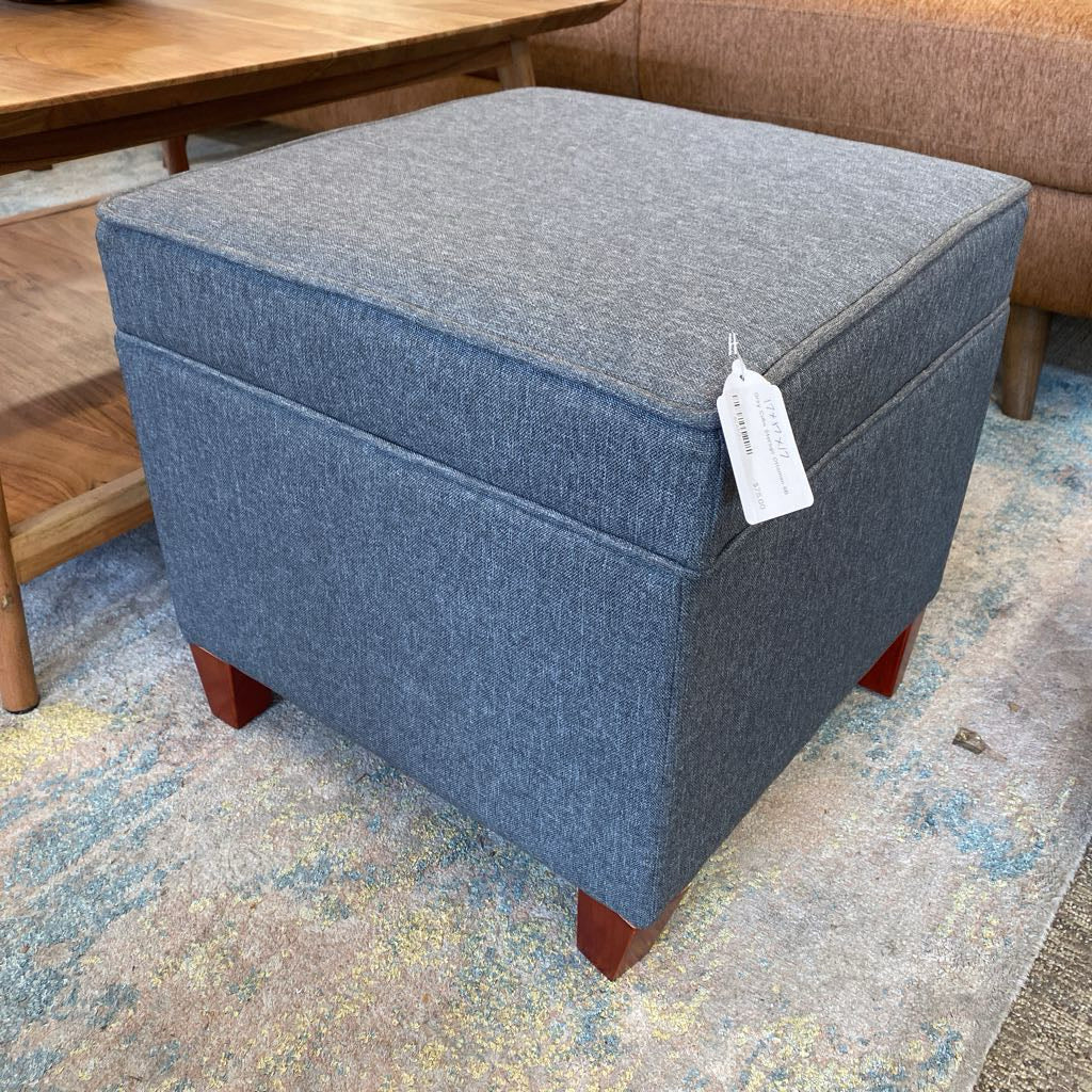 Grey Cube Storage Ottoman