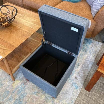 Grey Cube Storage Ottoman