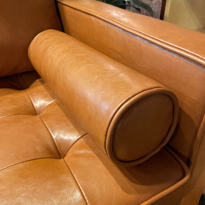 Terracotta Leather MCM Sofa with Bolster Pillows AS IS