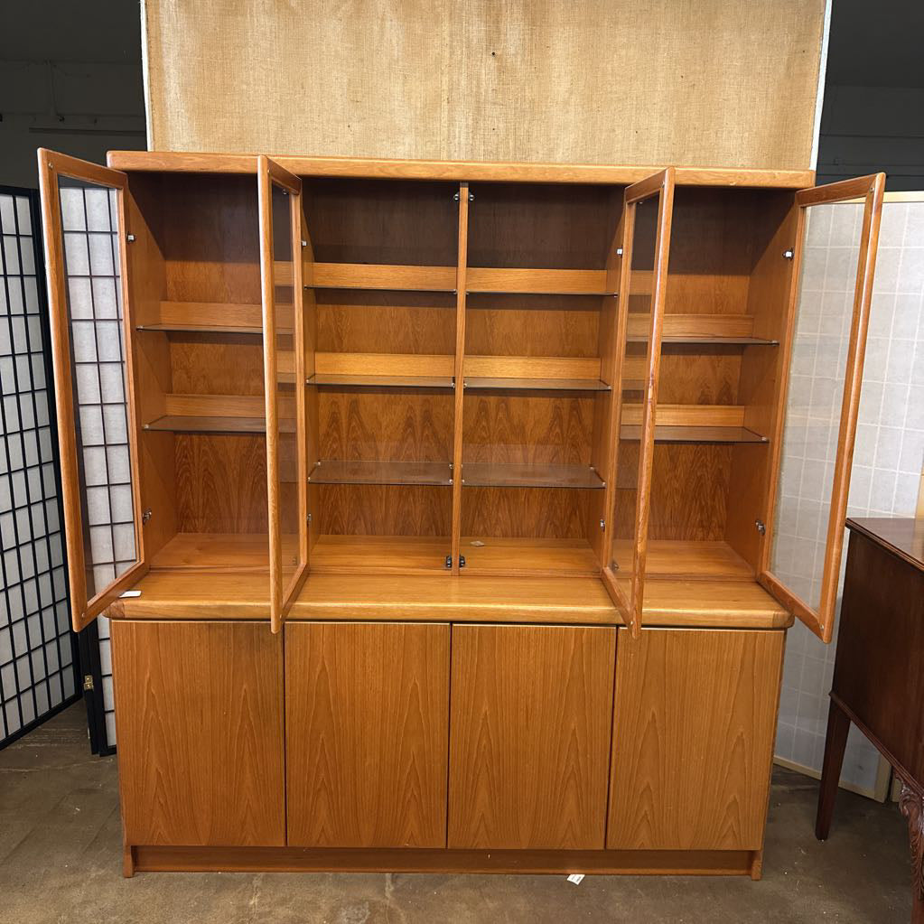 Teak Hutch W/ 4-Door Top & Bottom