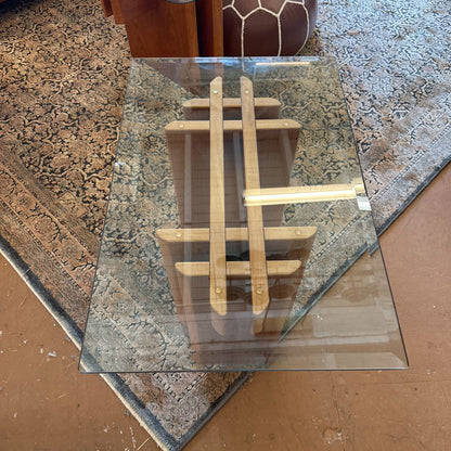 Danish Modern Glass Top Side Table