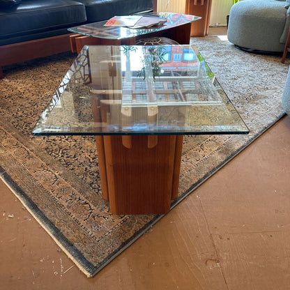 Danish Modern Glass Top Side Table