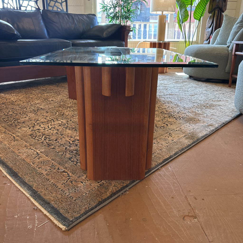 Danish Modern Glass Top Side Table
