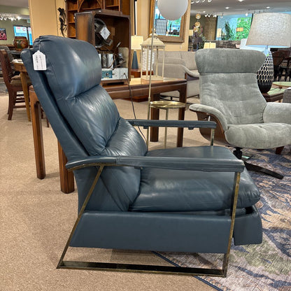 Vintage Blue Leather Recliner (AS IS)
