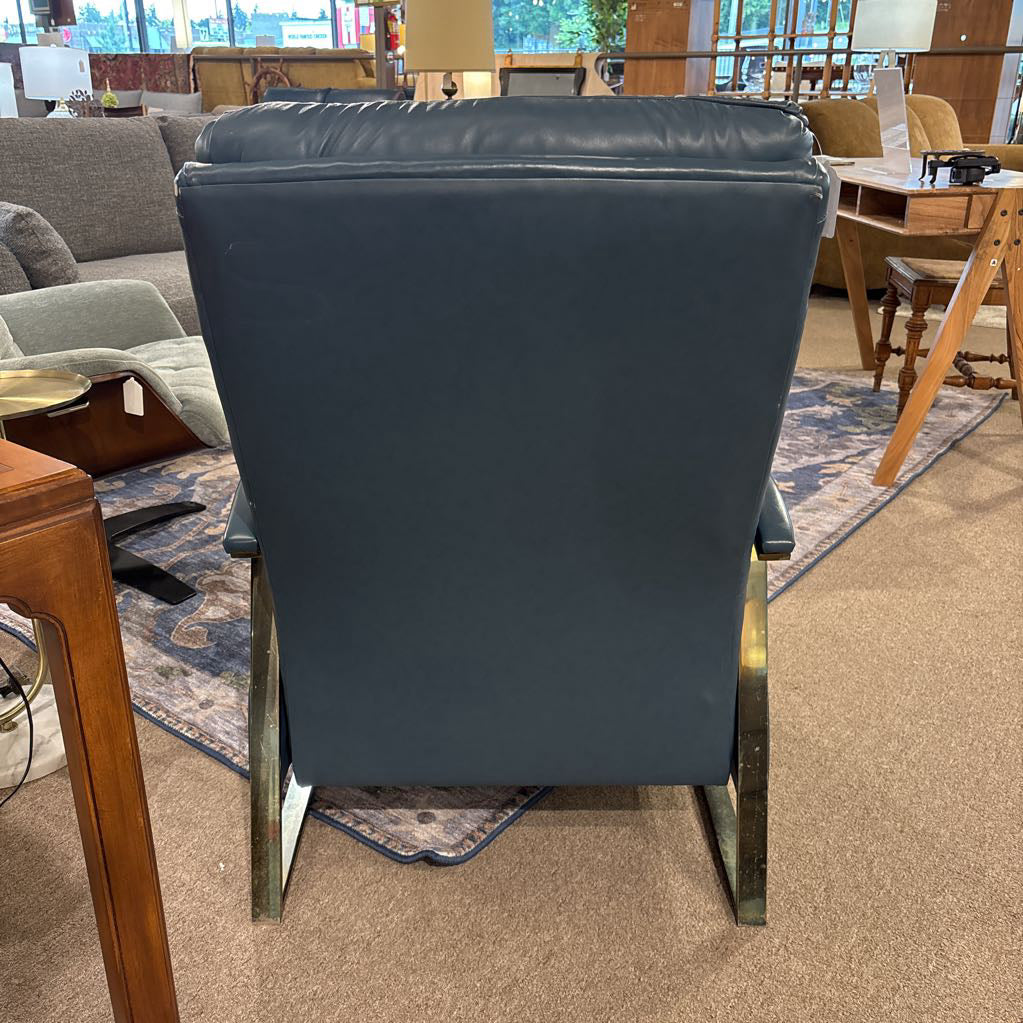 Vintage Blue Leather Recliner (AS IS)