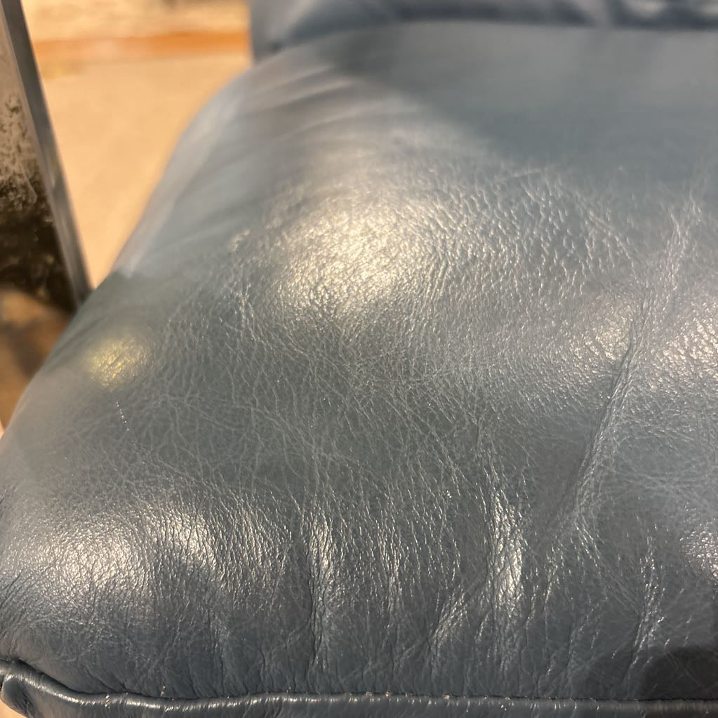 Vintage Blue Leather Recliner (AS IS)