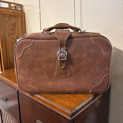 Vintage Brown Leather Suitcase
