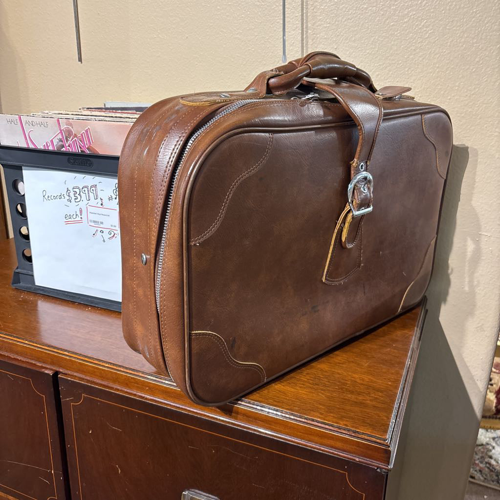 Vintage Brown Leather Suitcase