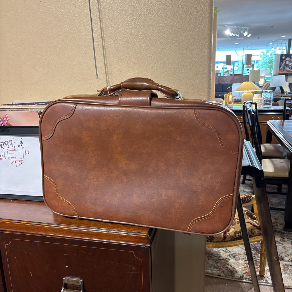 Vintage Brown Leather Suitcase