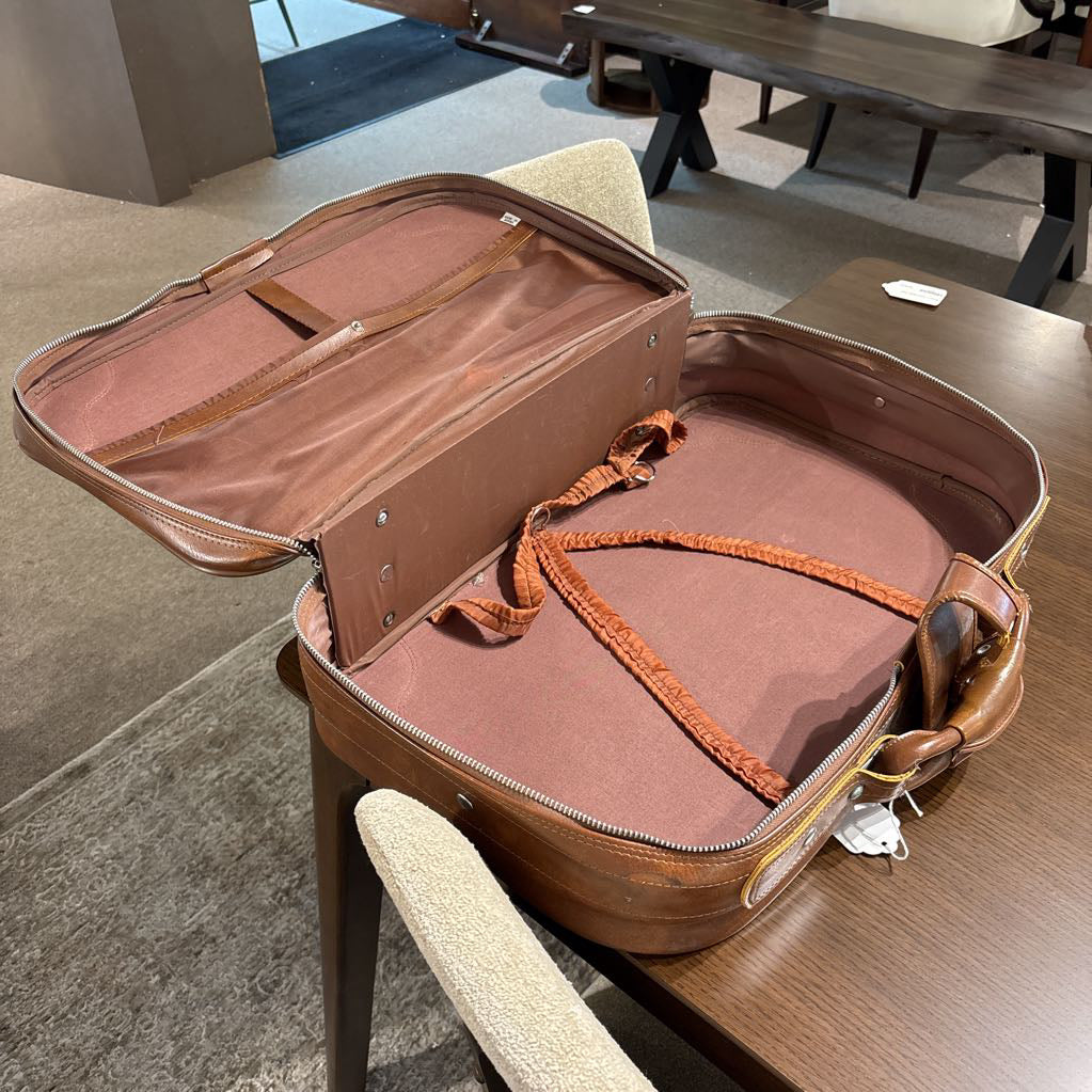 Vintage Brown Leather Suitcase