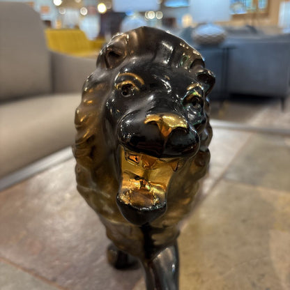 Black Ceramic Lion Figurine