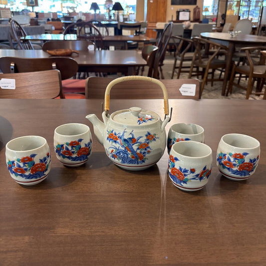 Floral Tea Pot & 5 Tea Cups SMALLS