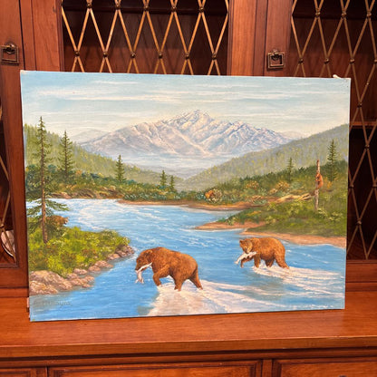 Bears at the Salmon Run Painting