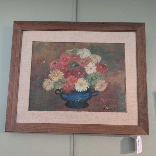 Flowers in Blue Pot Painting ART
