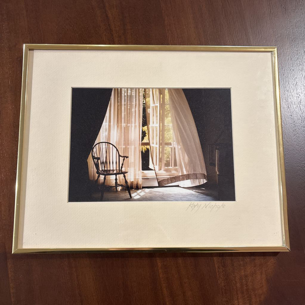 Gold Frame Windy Curtain Picture