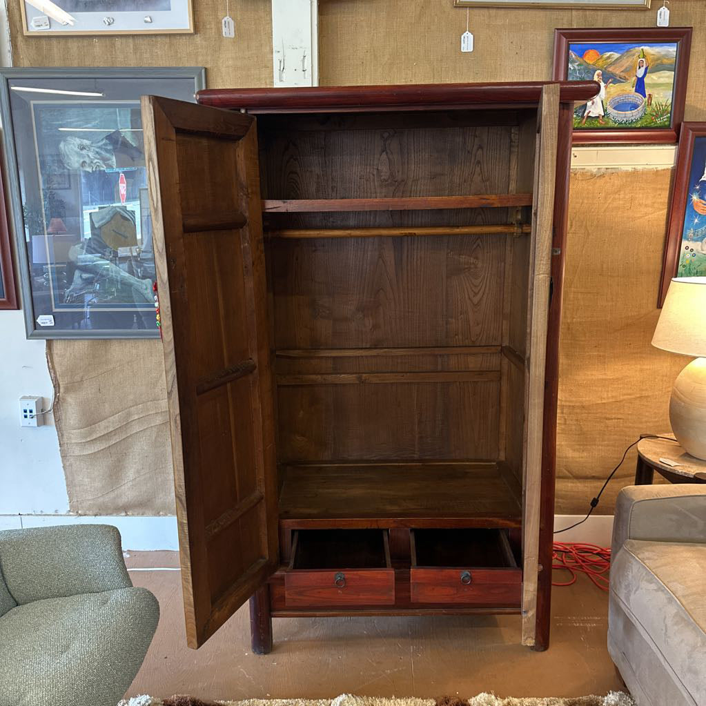 Antique Chinese 2-Door 2-Drawer Armoire