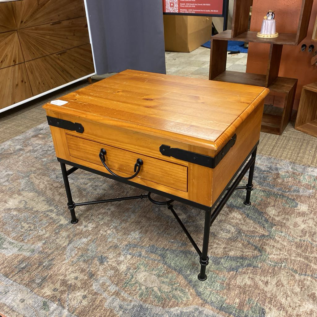Rustic Iron & Wood Side Table (AS IS) C SIDE TABLES