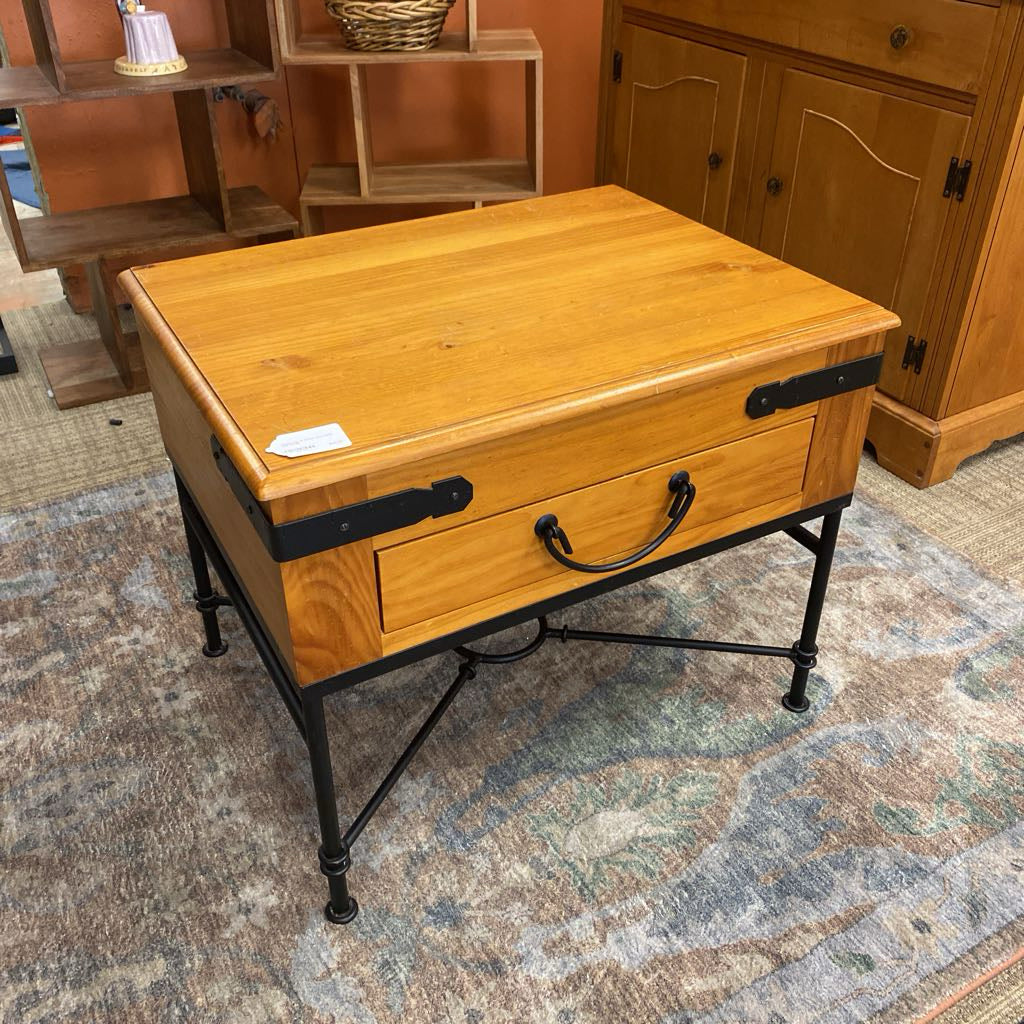 Rustic Iron & Wood Side Table (AS IS)
