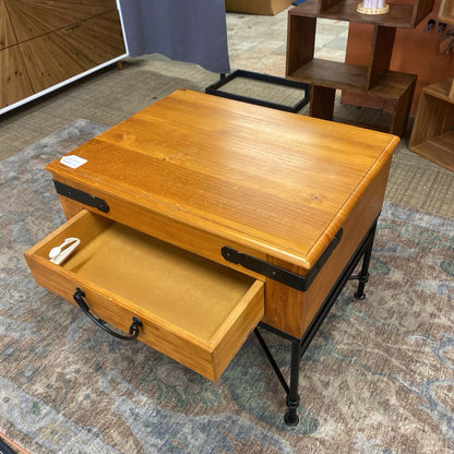 Rustic Iron & Wood Side Table (AS IS) C SIDE TABLES