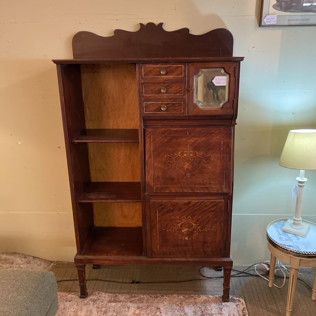 Antique Inlay Secretary w/Shelves