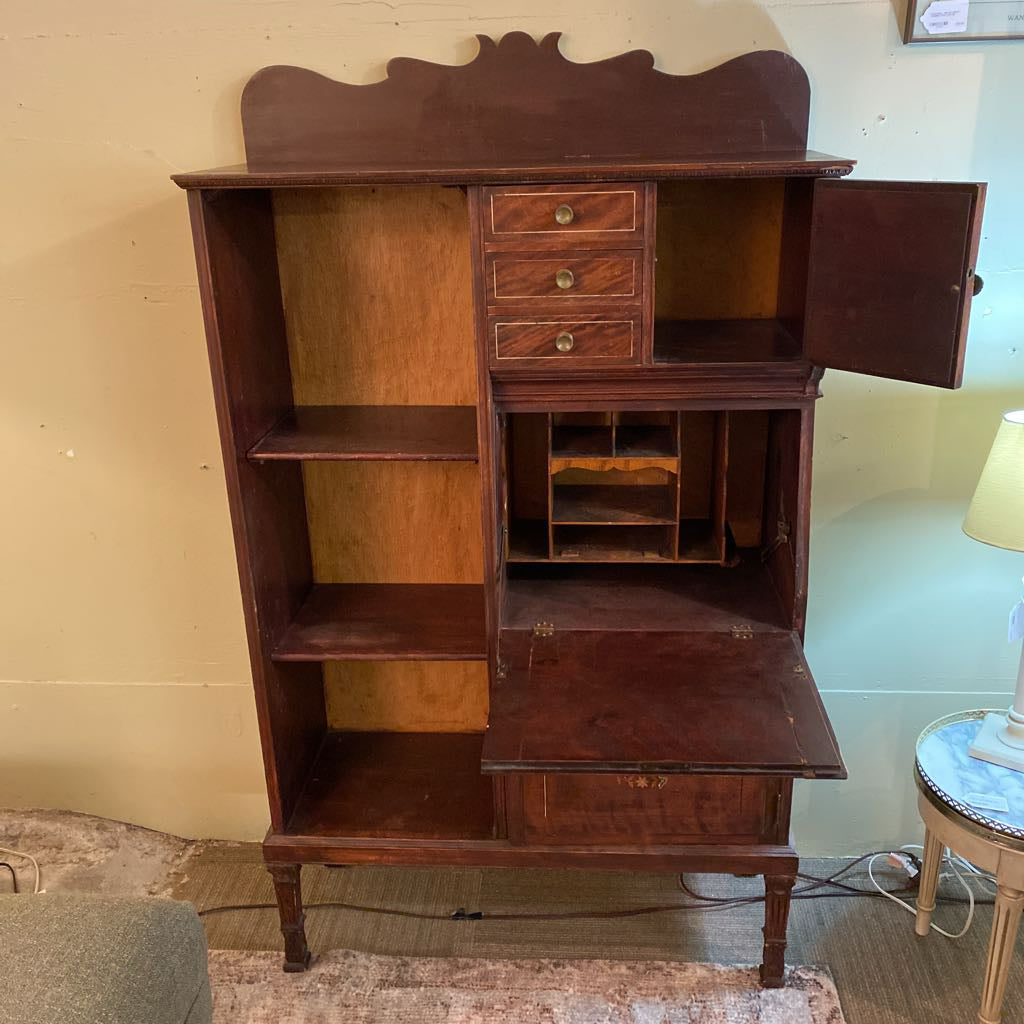 Antique Inlay Secretary w/Shelves C DESKS