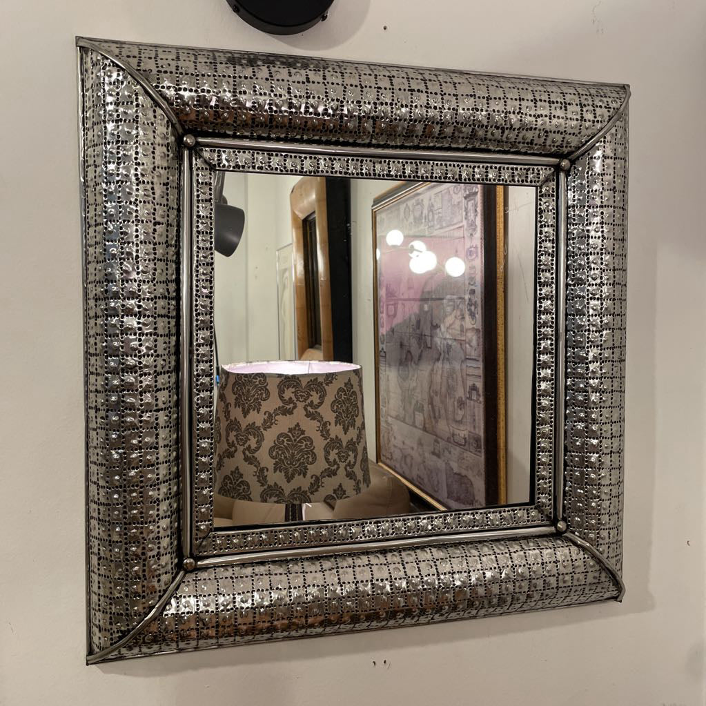 Ornate Aluminum Square Mirror