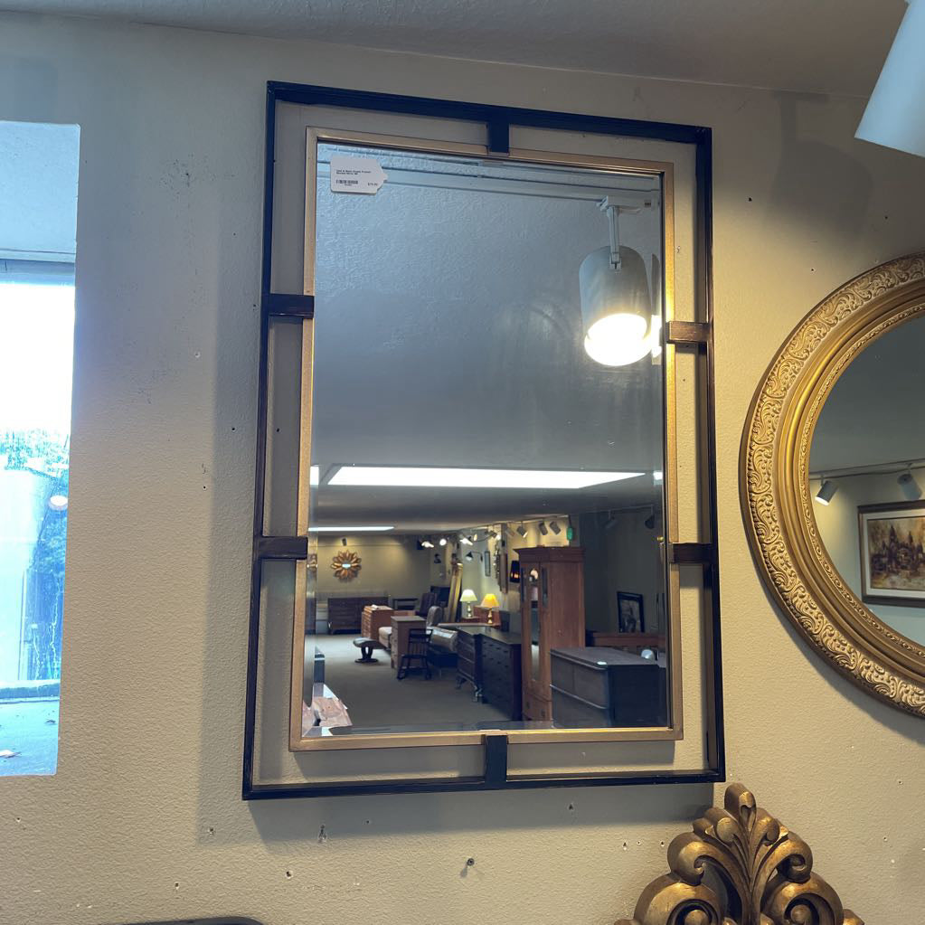 Gold & Black Double Framed Beveled Mirror
