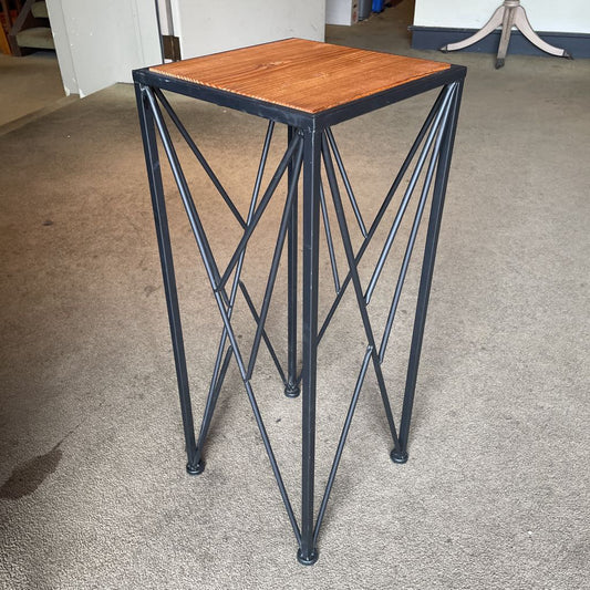 Pine Top Geometric Metal Base Plant Stand