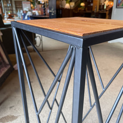 Pine Top Geometric Metal Base Plant Stand