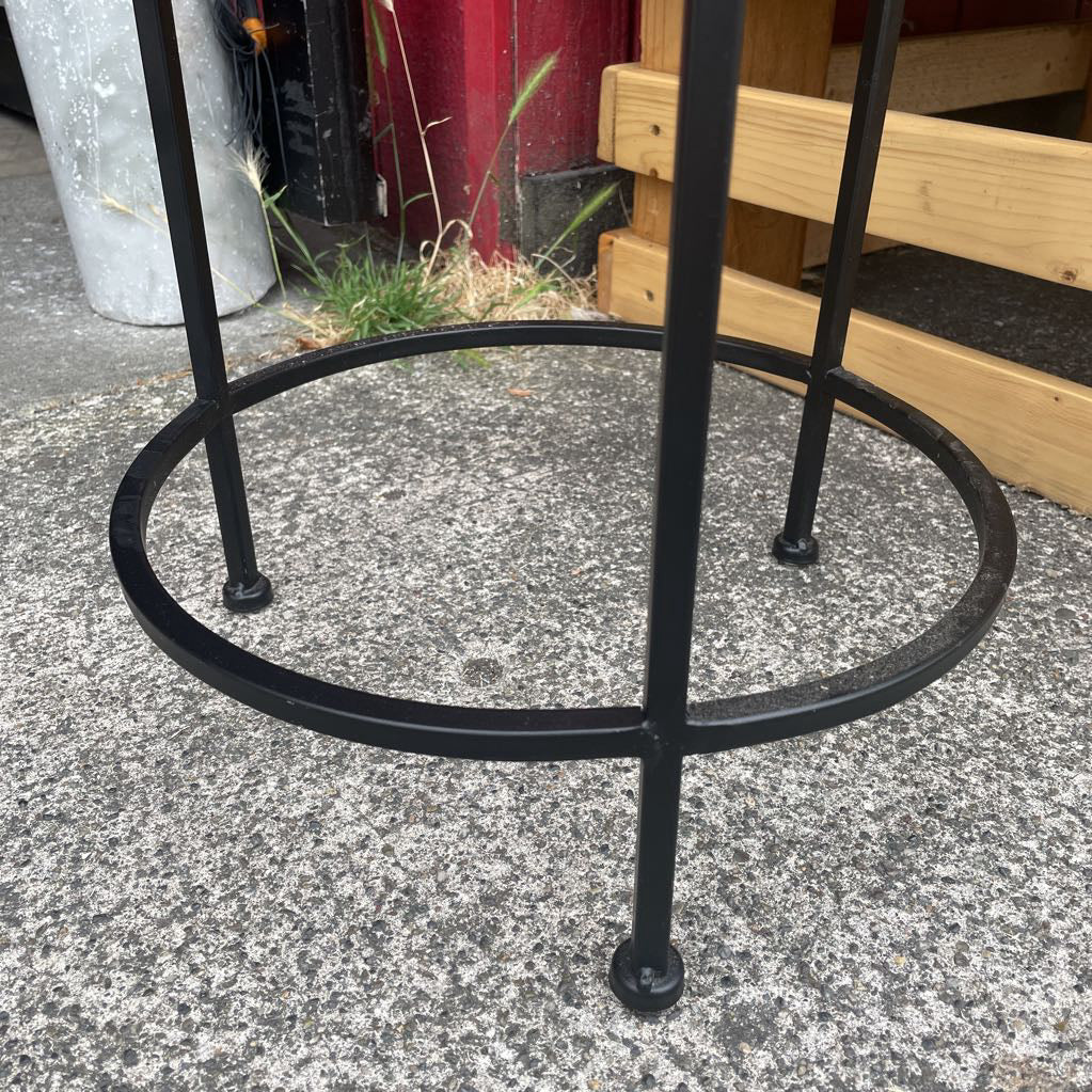 Pine Top Round Metal Base Plant Stand