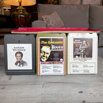 Vint. Faux Alligator Pattern Vinyl Case w/ 10 8track Tapes