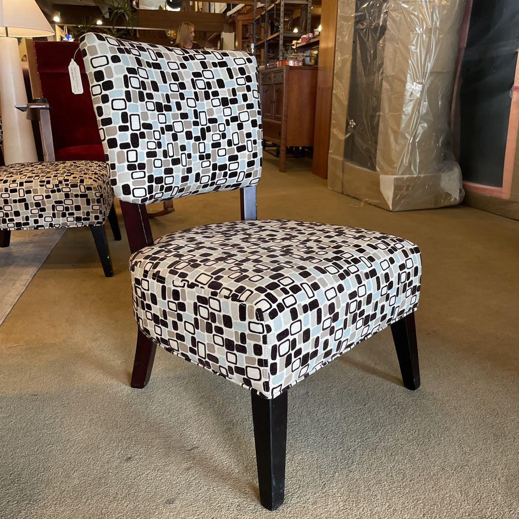 Espresso + Seasalt Mosaic Pattern Armless Accent Chair