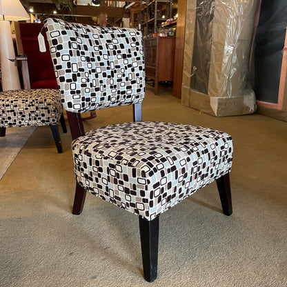 Espresso + Seasalt Mosaic Pattern Armless Accent Chair