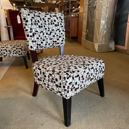 Espresso + Seasalt Mosaic Pattern Armless Accent Chair