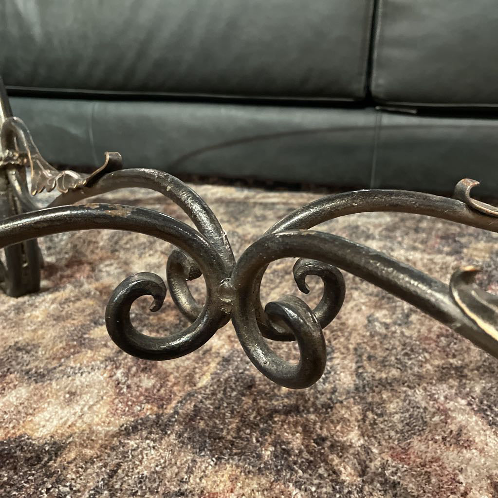 Scroll Wrought Iron Base Glass Ovall Coffee Table