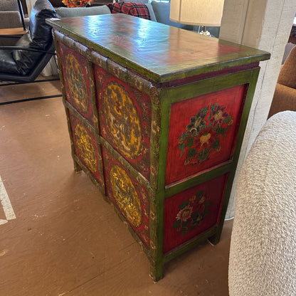 Asian Painted Motif Cabinet