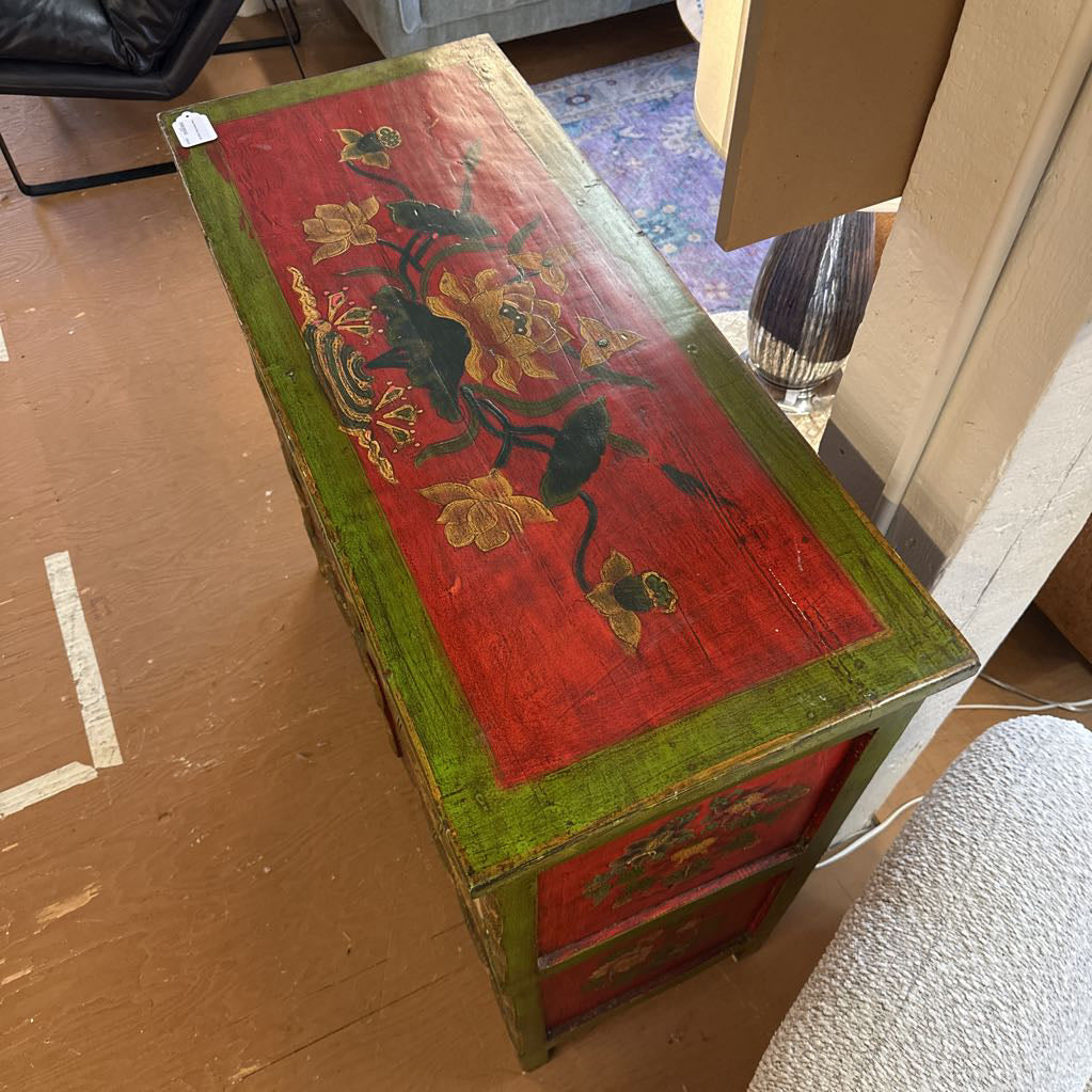 Asian Painted Motif Cabinet