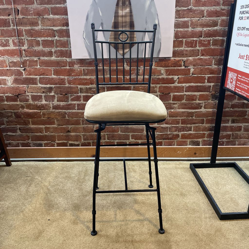 Iron Frame Beige Seat Swivel Stool C STOOLS