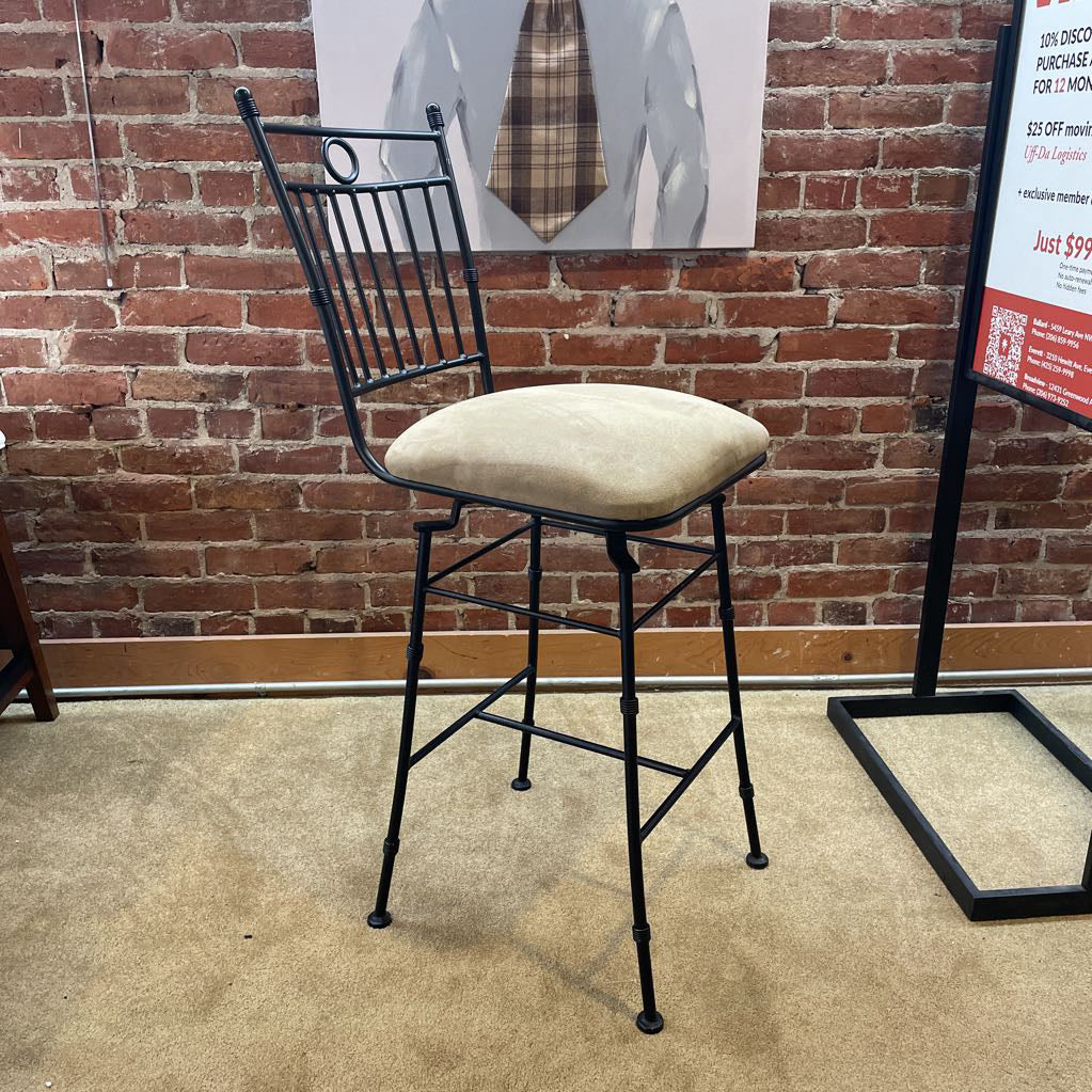 Iron Frame Beige Seat Swivel Stool C STOOLS