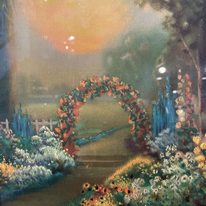 Blooming Arch Over Pathway Steps (Vintage Art Print)