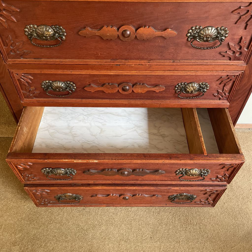 Vintage Handmade 4 Drawer Chest w/ Photo of Craftsmen