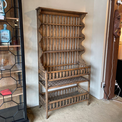 Vintage Rustic Bakers Rack w/ Lattice Shelves