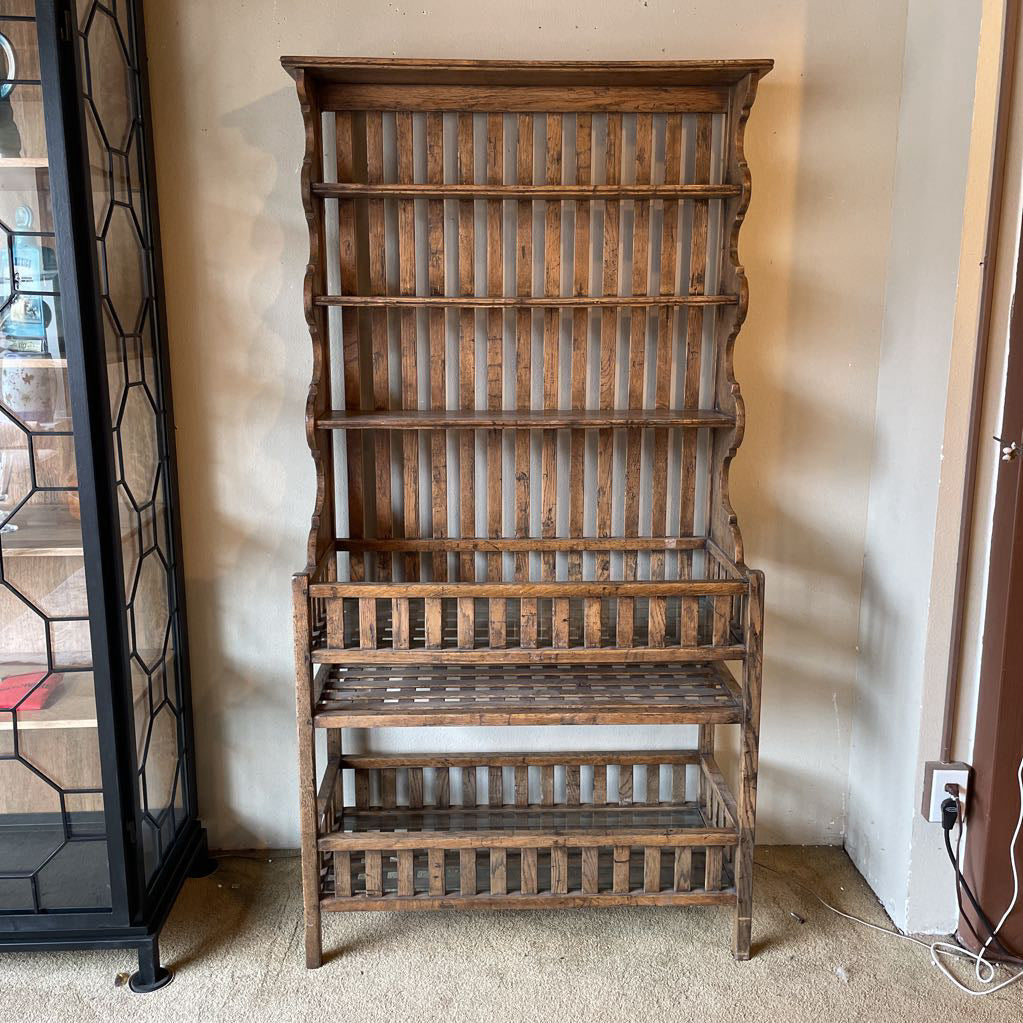 Vintage Rustic Bakers Rack w/ Lattice Shelves