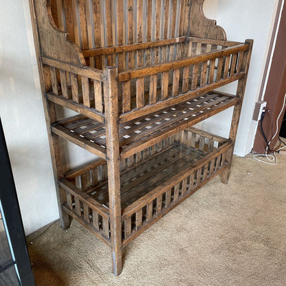 Vintage Rustic Bakers Rack w/ Lattice Shelves