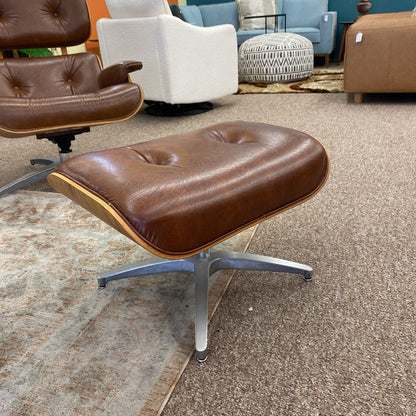 Vintage CremBrulee Oak EAMES Style Recliner & Ottoman