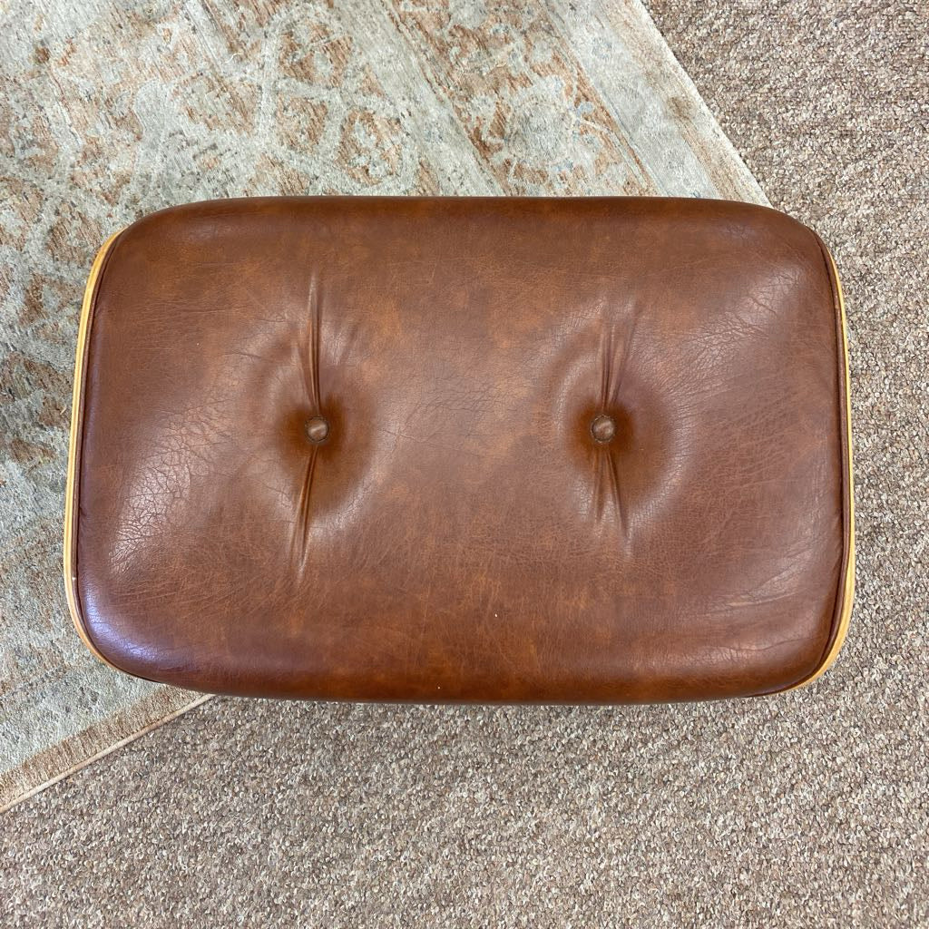 Vintage CremBrulee Oak EAMES Style Recliner & Ottoman