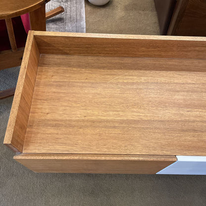 Contemporary Wooden Media Stand with White Drawer AS IS
